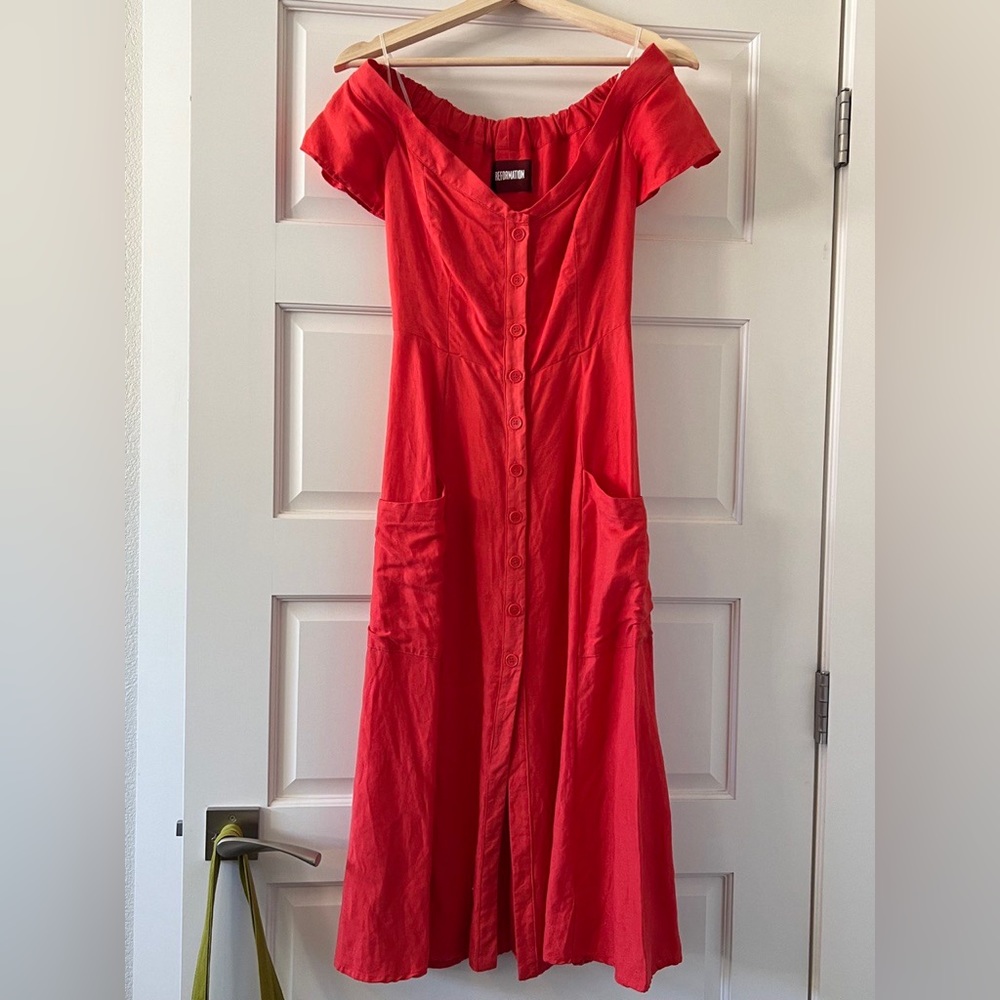 Reformation Mariposa Dress in Persimmon